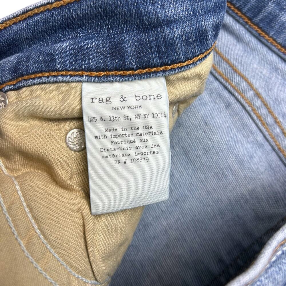 Rag & Bone Mid Rise Skinny Jean Blue Ripped Distressed Denim size 25 Medium Wash - Picture 9 of 10